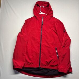 Tommy Hilfiger Red Hooded Lightweight Zip Up Jacket Men Size X-Large